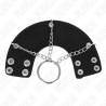KINK - PENIS RING 4 CM LANCUSZEK 7 CM METALOWY Z PASKIEM SKÓRZANYM