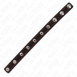 KINK - ANELLO PER PENE IN PELLE CON CHIUSURA A PRESSIONE FODERA ROSSA 21 X 1,5 CM