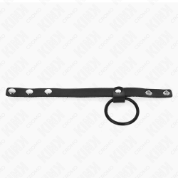 KINK - PIERSCIEN SILIKONOWY NA PENISA 3,8 CM I SKÓRZANY DZIELNIK NA KULKI 22 X 1,5 CM