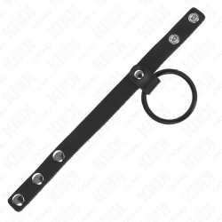 KINK - PIERSCIEN SILIKONOWY NA PENISA 3,8 CM I SKÓRZANY DZIELNIK NA KULKI 22 X 1,5 CM