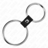 KINK - PODWÓJNY METALOWY PENIS RING 3,7 CM NA 5 CM LACZONY PASKIEM SKÓRZANYM MODEL 1