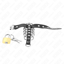 KINK - PIERSCIEN NA PENISA SKÓRZANY Z PASKIEM Z BLOKADA 21 X 2 CM I 5 METALOWYMI PIERSCIENIAMI OD 3 CM DO 4 CM