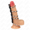 KINK - 5 METALOWYCH PIERSCIENI NA PENISA 3,2 CM NA 5 CM POLACZONYCH SKÓRA