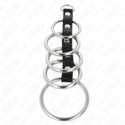 KINK - 5 METALOWYCH PIERSCIENI NA PENISA 3,2 CM NA 5 CM POLACZONYCH SKÓRA