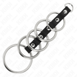 KINK - 5 METALOWYCH PIERSCIENI NA PENISA 3,2 CM NA 5 CM POLACZONYCH SKÓRA