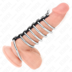 KINK - 7 METALOWYCH PIERSCIENI NA PENISA 3,2 CM DO 5 CM POLACZONYCH SKÓRA