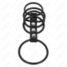 KINK - 5 ANELLI PER PENE IN SILICONE DA 3,8 CM A 4,8 CM COLLEGATI DA PELLE