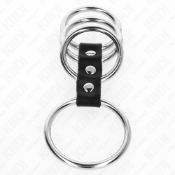 KINK - 4 METALOWE PIERSCIENIE NA PENISA 3,7 CM NA 5 CM POLACZONE SKÓRA