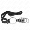 KINK - 4 POLACZONE METALOWE PIERSCIENIE NA PENISA 3,8 CM DO 5 CM Z PASKIEM SKÓRZANYM 112 CM