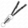 KINK - 5 PIERSCIENI NA PENISA 3,8 CM DO 5 CM METALOWYCH Z PASKIEM SKÓRZANYM 112 CM
