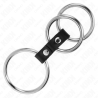 KINK - PIERSCIEN NA PENISA POTRÓJNY METALOWY 3,7 CM NA 5 CM POLACZONY SKÓRA