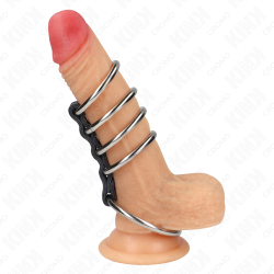 KINK - 5 PIERSCIENI NA PENISA 3,7 CM NA 5 CM METALOWYCH LACZONYCH SKÓRA
