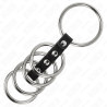 KINK - 5 PIERSCIENI NA PENISA 3,7 CM NA 5 CM METALOWYCH LACZONYCH SKÓRA