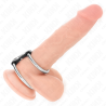 KINK - PODWÓJNY METALOWY PENIS RING 3,7 CM NA 5 CM LACZONY PASKIEM SKÓRZANYM MODEL 2