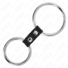 KINK - PODWÓJNY METALOWY PENIS RING 3,7 CM NA 5 CM LACZONY PASKIEM SKÓRZANYM MODEL 2