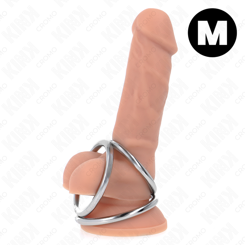 KINK - PIERSCIEN NA PENISA Z TRÓJKATNEGO CHROMU METALOWY 3,8 CM DO 5 CM MODEL 2