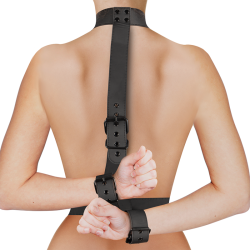 FETISH SUBMISSIVE BONDAGE - KOLNIERZ I MANKIETY NA NADGARSTKACH ZESTAW UMOZLIWIAJACY CIALO