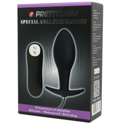 PRETTY LOVE - KOREK ANALNY KOTWICZKA SILIKONOWA 12 TRYBOW WIBRACJI CZARNY