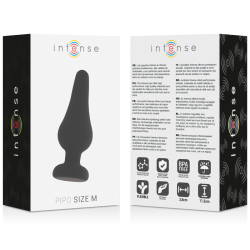 INTENSE - KOREK ANALNY PIPO M CZARNY SILIKON 11 CM