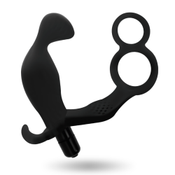 ADDICTED TOYS - KOREK ANALNY Z PODWOJNYM PIERSCIENIEM NA PENISA I JADRA CZARNY