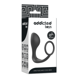 ADDICTED TOYS - KOREK ANALNY Z CZARNYM SILIKONOWYM PIERSCIENIEM