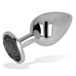 OHMAMA - KOREK ANALNY Z CZARNYM KRYSZTALEM 8 CM