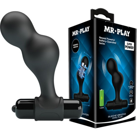 MR PLAY - CZARNY SILIKONOWY WIBRATOR ANALNY