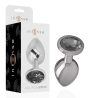 INTENSE - ALUMINUM METAL ANAL PLUG WITH BLACK GLASS SIZE M