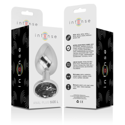 INTENSE - ALUMINUM METAL ANAL PLUG WITH BLACK GLASS SIZE L