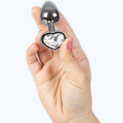 SECRETPLAY - METALOWY ZATYCZKA BEZBARWNA KRYSZTALOWE SERCE MALY ROZMIAR 7 CM