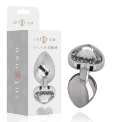INTENSE - ALUMINIOWY METALOWY KOREK ANALNY BIALE SERCE ROZMIAR M