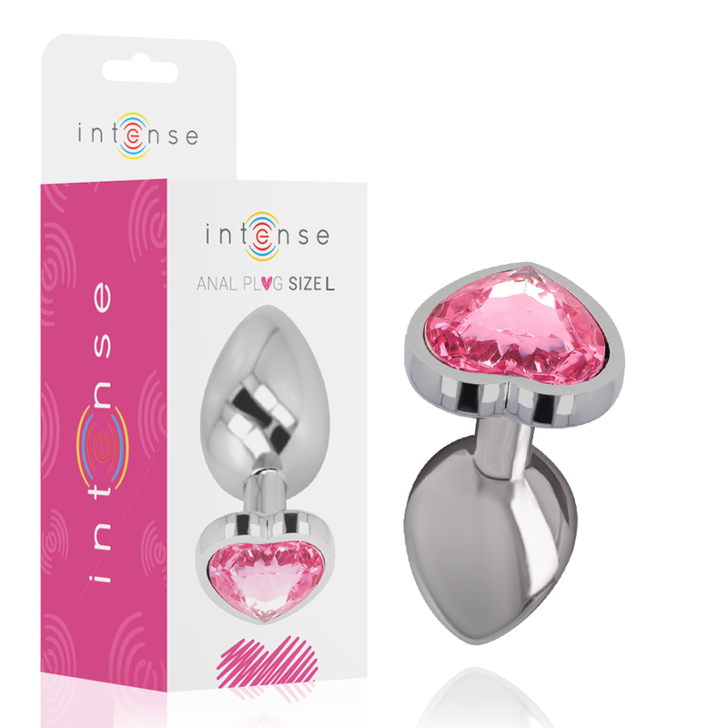 INTENSE - ALUMINIOWY METALOWY KOREK ANALNY ROZOWE SERCE ROZMIAR L