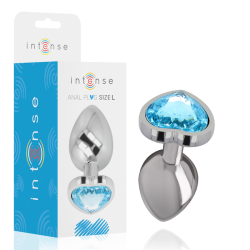 INTENSE - ALUMINIOWY METALOWY KOREK ANALNY NIEBIESKIE SERCE ROZMIAR L