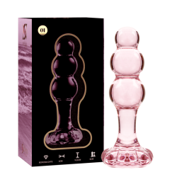 NEBULA SERIES BY IBIZA - MODEL 1 KOREK ANALNY ZE SZKLA BOROSILIKATOWEGO ROZOWY 10.5 CM -O- 3 CM