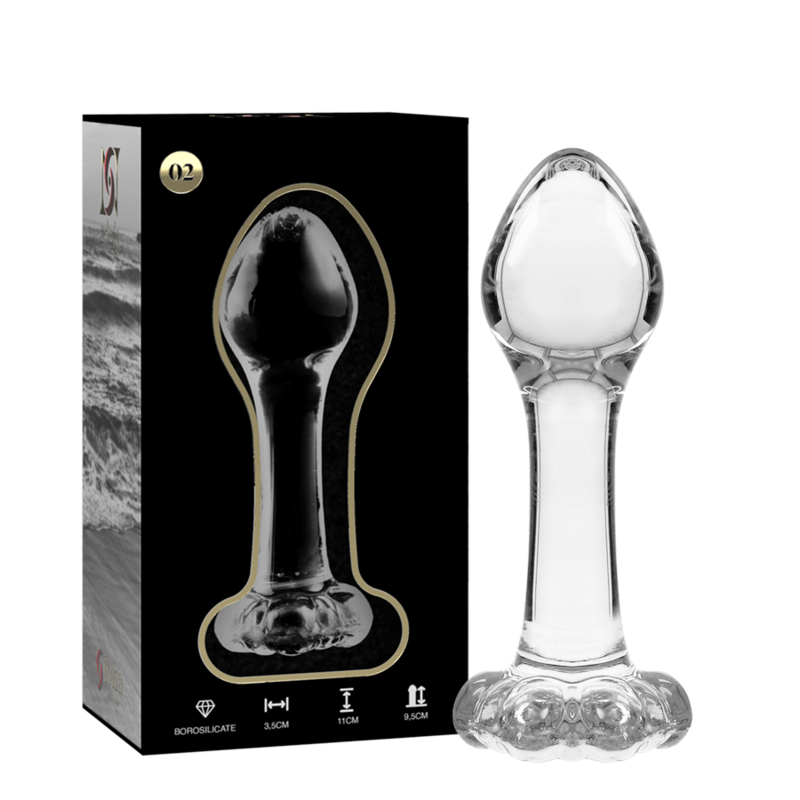 NEBULA SERIES BY IBIZA - MODEL 2 KOREK ANALNY ZE SZKLA BOROSILIKATOWEGO PRZEZROCZYSTY 11 CM -O- 3.5 CM