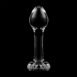 NEBULA SERIES BY IBIZA - MODEL 2 ANAL PLUG BOROSILICATE GLASS CLEAR 11 CM -O- 3.5 CM