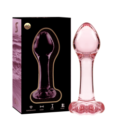 NEBULA SERIES BY IBIZA - MODEL 2 KOREK ANALNY ZE SZKLA BOROSILIKATOWEGO ROZOWY 11 CM -O- 3.5 CM