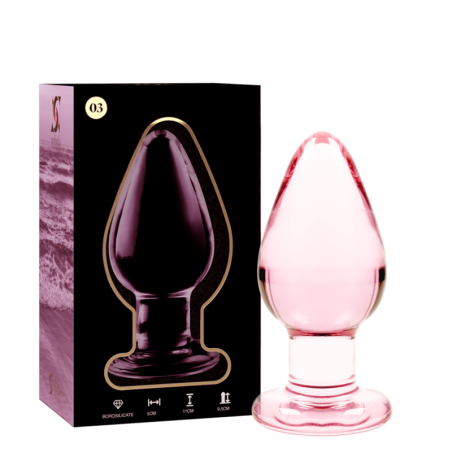 NEBULA SERIES BY IBIZA - MODEL 3 KOREK ANALNY ZE SZKLA BOROSILIKATOWEGO ROZOWY 11 CM -O- 5 CM