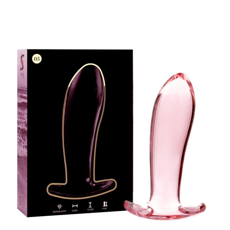 NEBULA SERIES BY IBIZA - MODEL 5 KOREK ANALNY ZE SZKLA BOROSILIKATOWEGO ROZOWY 12.5 CM -O- 3.5 CM
