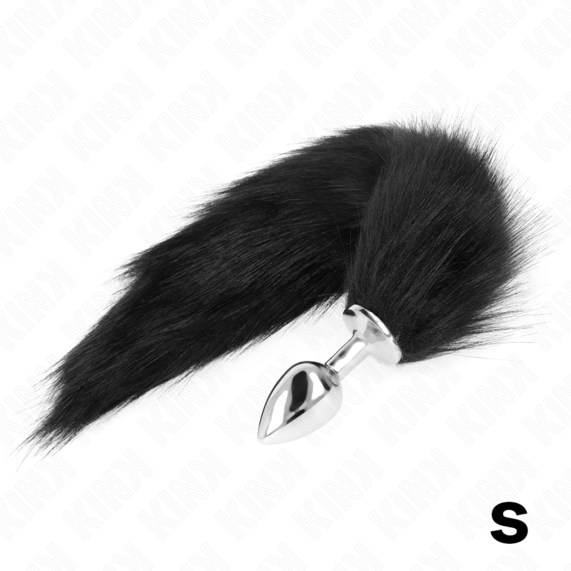 KINK - KOREK ANALNY ROZMIAR S 7 X 3 CM Z SYNTETYCZNYM OGONEM 40 CM CZARNY