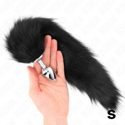 KINK - KOREK ANALNY ROZMIAR S 7 X 3 CM Z SYNTETYCZNYM OGONEM 40 CM CZARNY