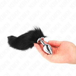 KINK - KOREK ANALNY ROZMIAR M 8 X 3,5 CM Z SYNTETYCZNYM OGONEM 40 CM CZARNY