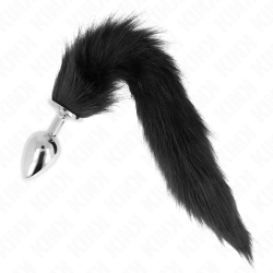 KINK - KOREK ANALNY ROZMIAR L 10 X 4 CM Z SYNTETYCZNYM OGONEM 40 CM CZARNY