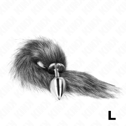 KINK - KOREK ANALNY ROZMIAR L 10 X 4 CM Z SYNTETYCZNYM OGONEM 40 CM SZARY