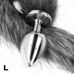 KINK - KOREK ANALNY ROZMIAR L 10 X 4 CM Z SYNTETYCZNYM OGONEM 40 CM SZARY