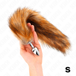 KINK - KOREK ANALNY ROZMIAR S 7 X 3 CM Z SYNTETYCZNYM OGONEM 40 CM BRAZOWY