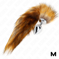 KINK - KOREK ANALNY ROZMIAR M 8 X 3,5 CM Z SYNTETYCZNYM OGONEM 40 CM BRAZOWY