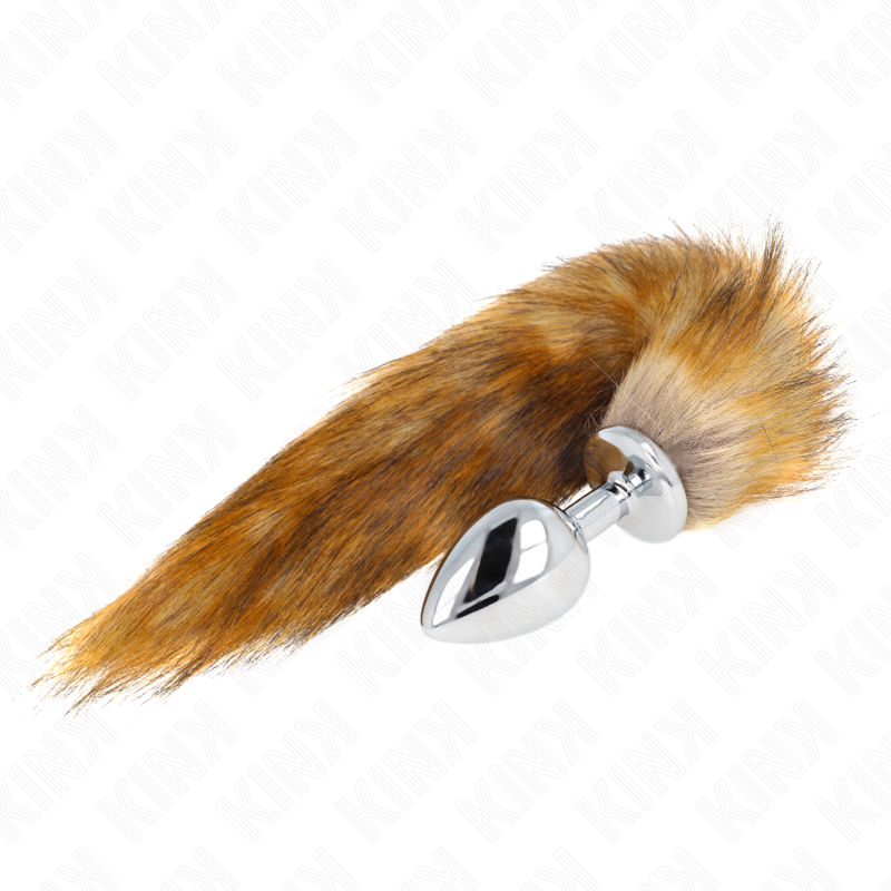 KINK - KOREK ANALNY ROZMIAR L 10 X 4 CM Z SYNTETYCZNYM OGONEM 40 CM BRAZOWY