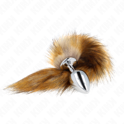 KINK - KOREK ANALNY ROZMIAR L 10 X 4 CM Z SYNTETYCZNYM OGONEM 40 CM BRAZOWY