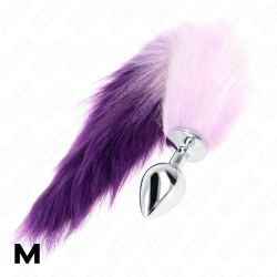 KINK - KOREK ANALNY ROZMIAR M 8 X 3,5 CM Z SYNTETYCZNYM OGONEM 40 CM FIOLETOWY